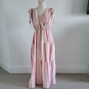 Marine Layer Striped Maxi Dress in Pink and Cream